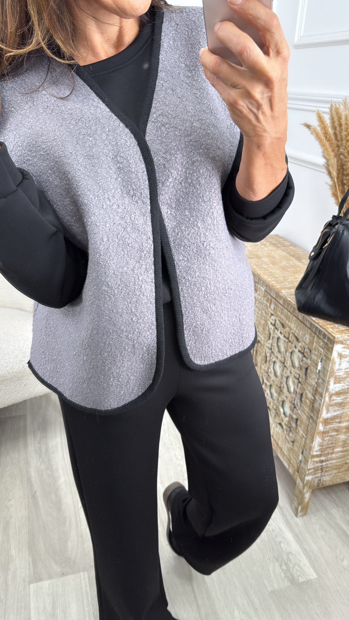 Eilis Grey Piping Detail Vest