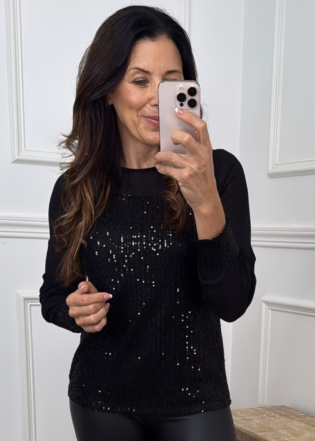 Toscany Black Sequin Blouse