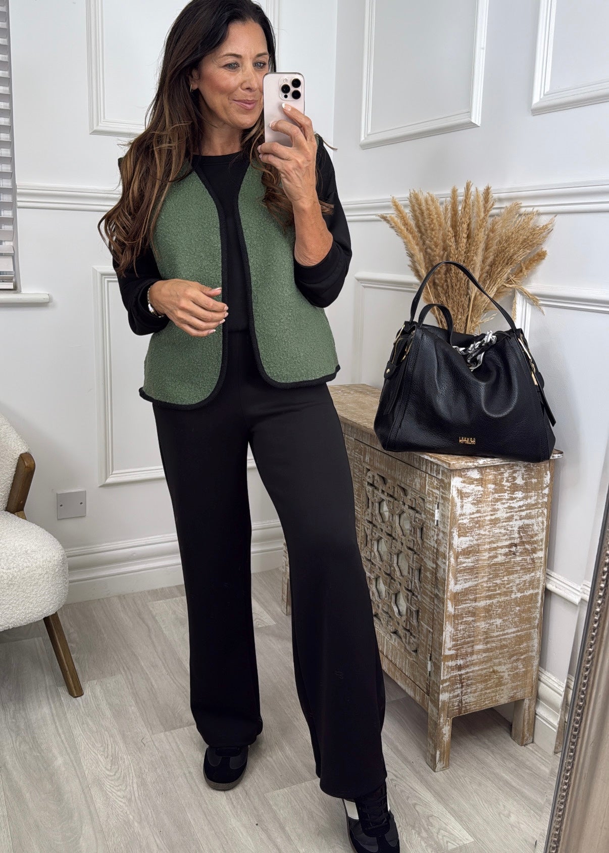 Eilis Khaki Piping Detail Vest