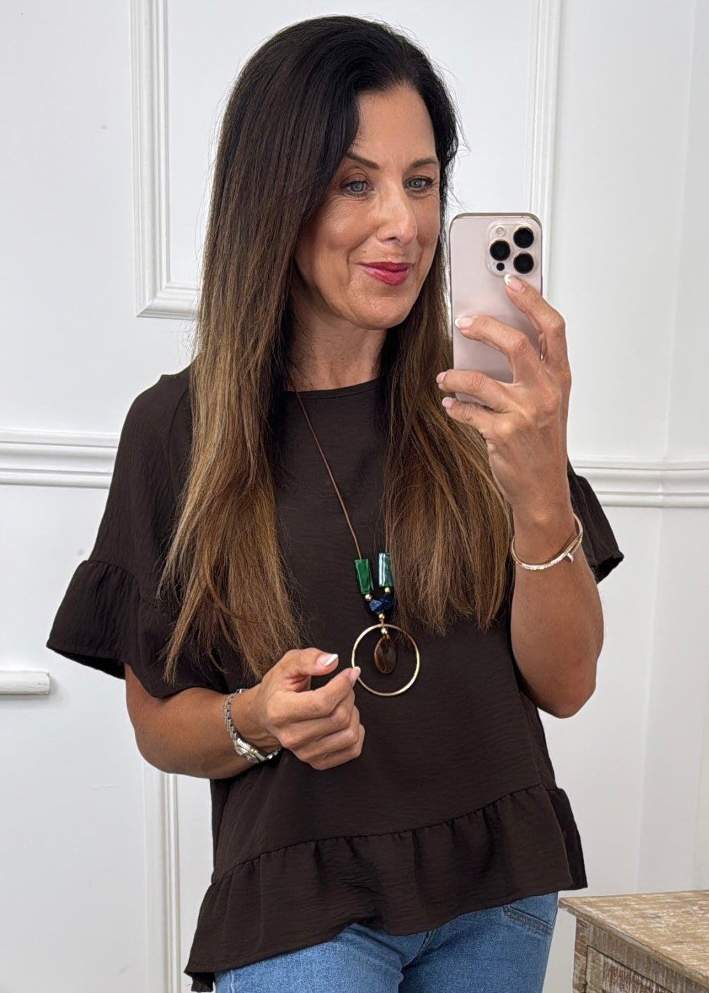 Jenny Brown Detailed Sleeve Top