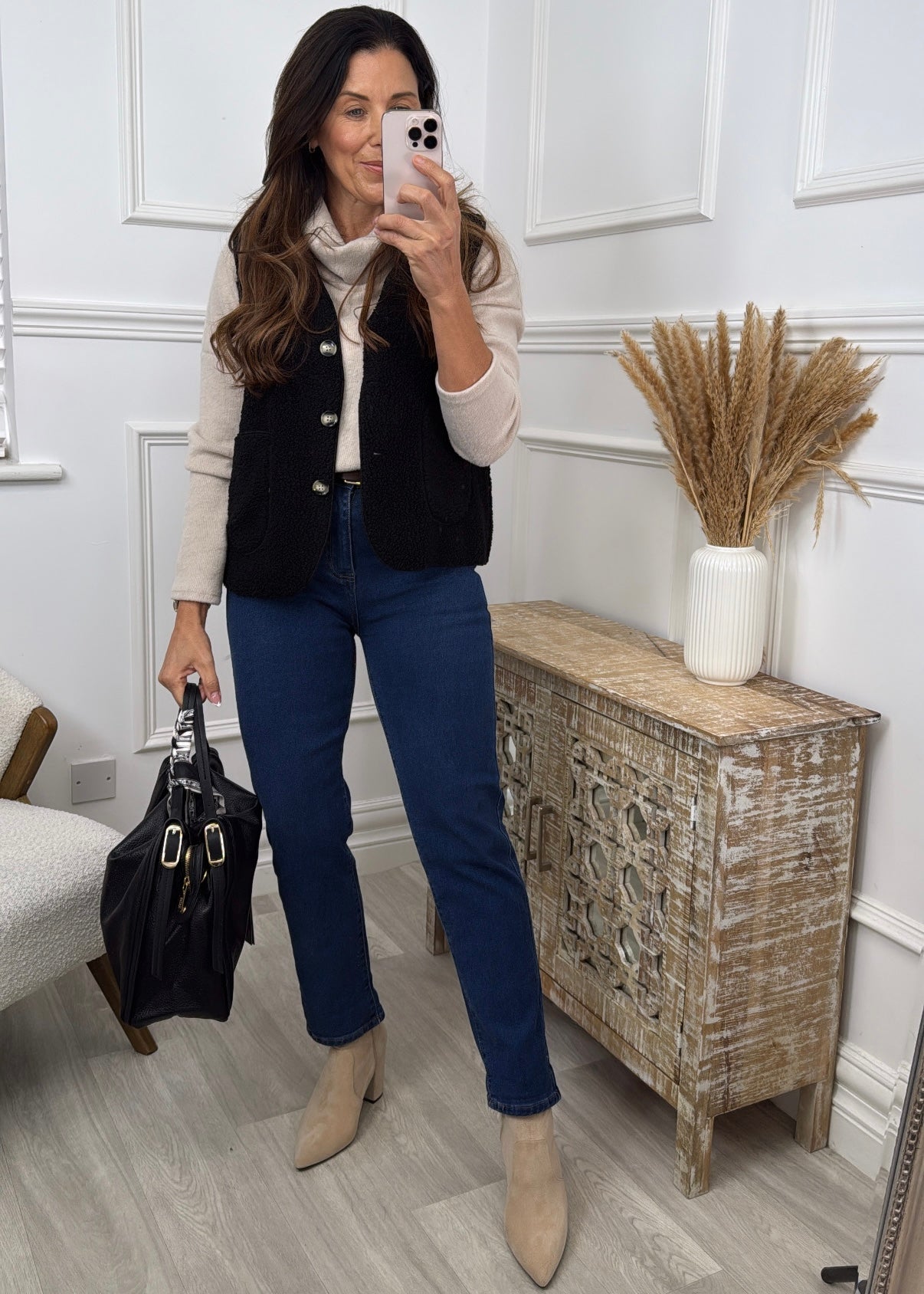 Kimberly Black Faux Sherpa Vest