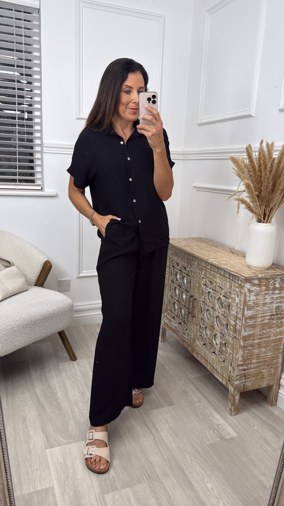 Monica Black Button Shirt Top