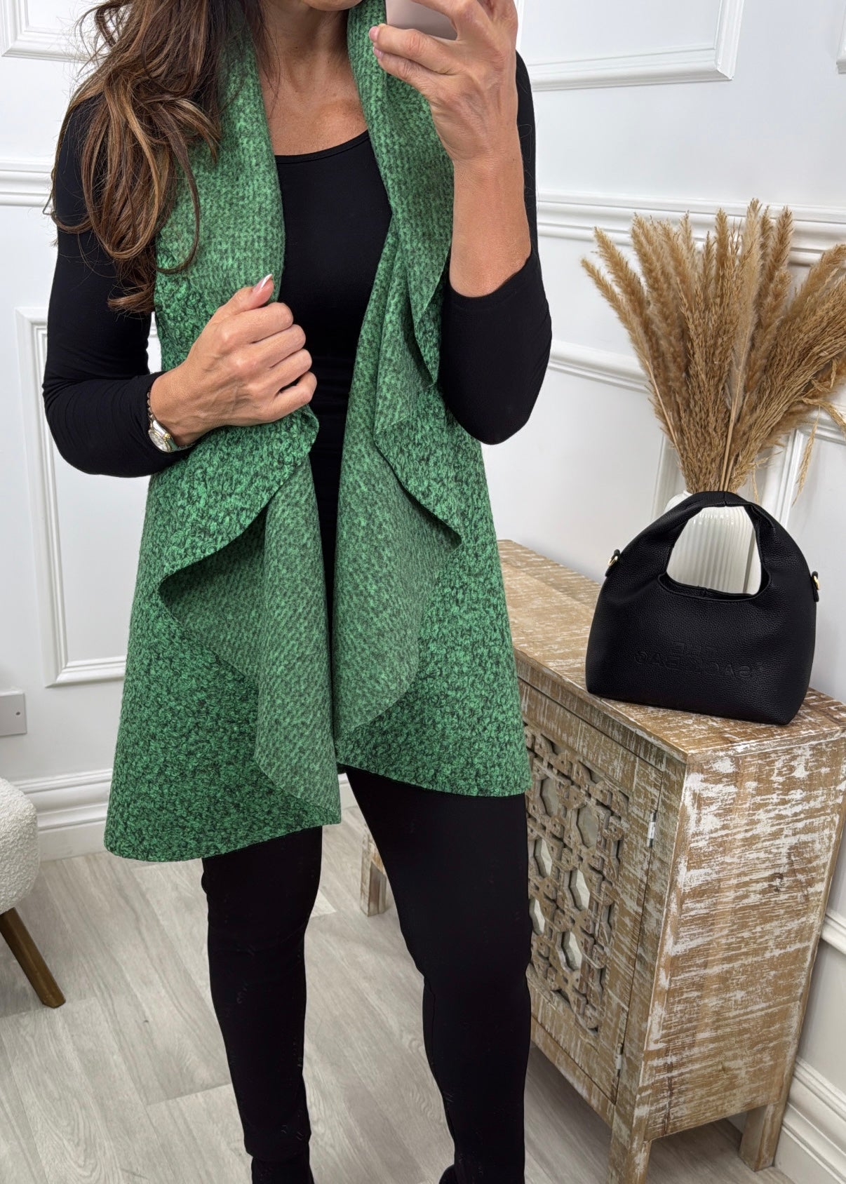 Zara Green Waterfall Waistcoat