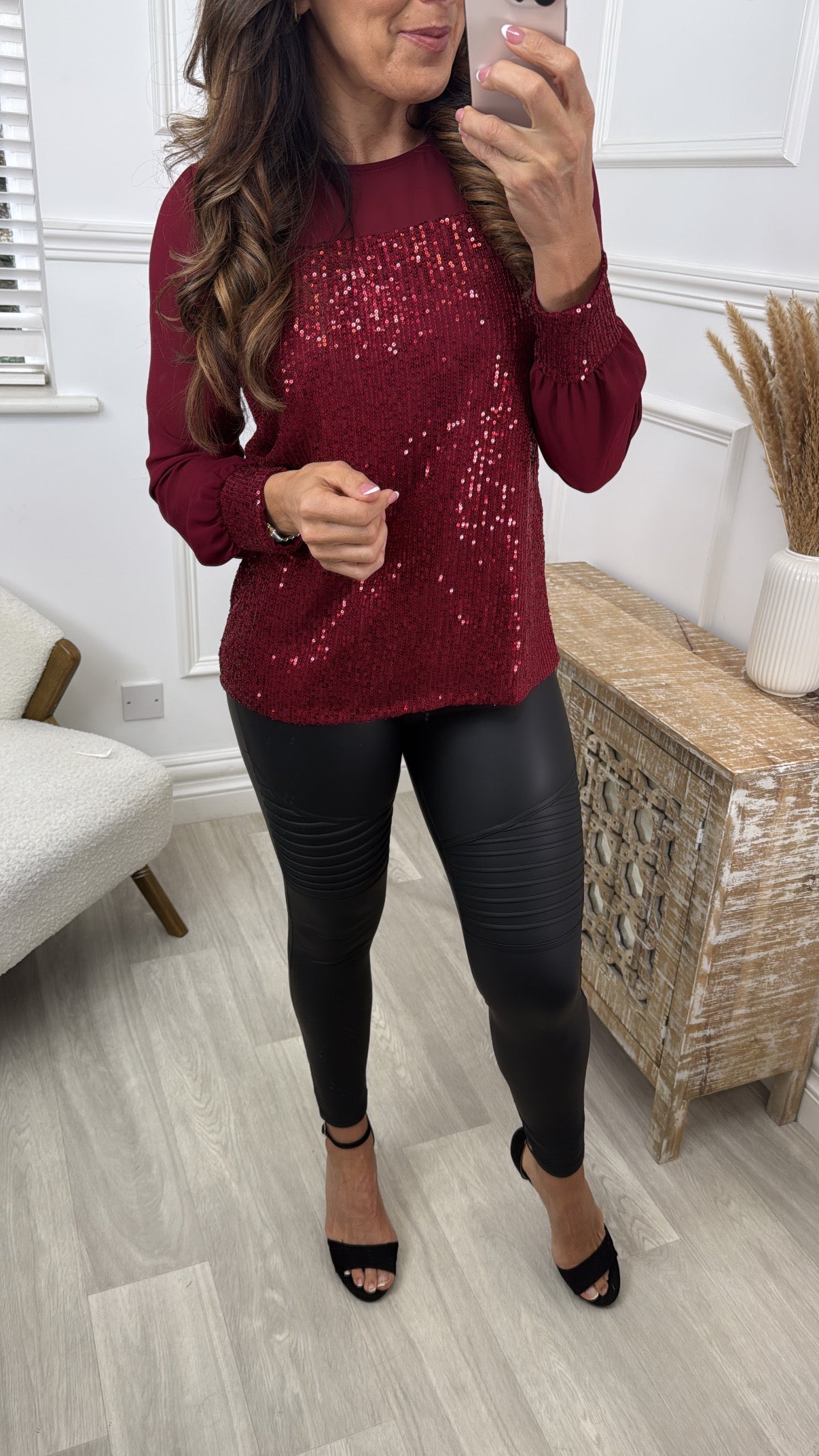 Toscany Wine Sequin Blouse