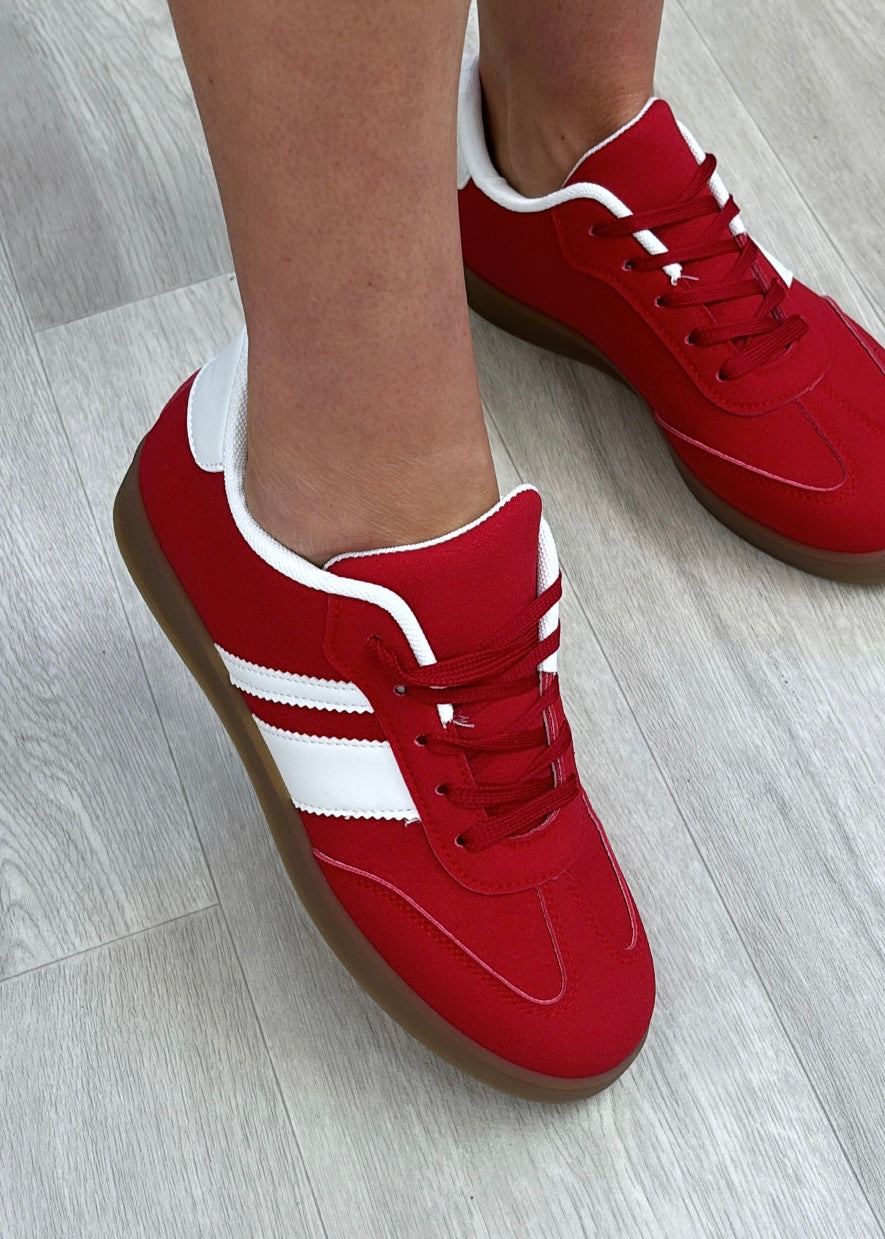 Germaine Red Side Stripe Trainers