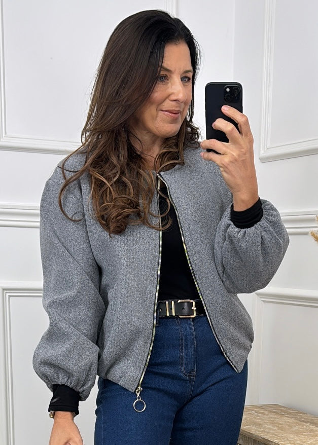 Jessica Grey Bomber Jacket