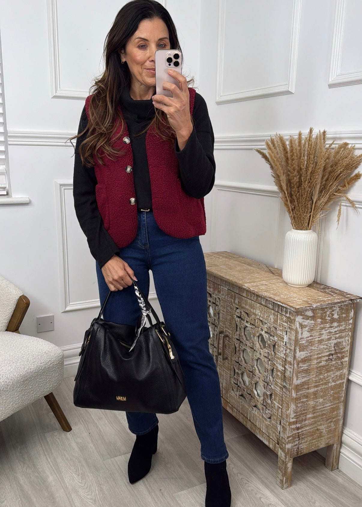 Kimberly Wine Faux Sherpa Vest