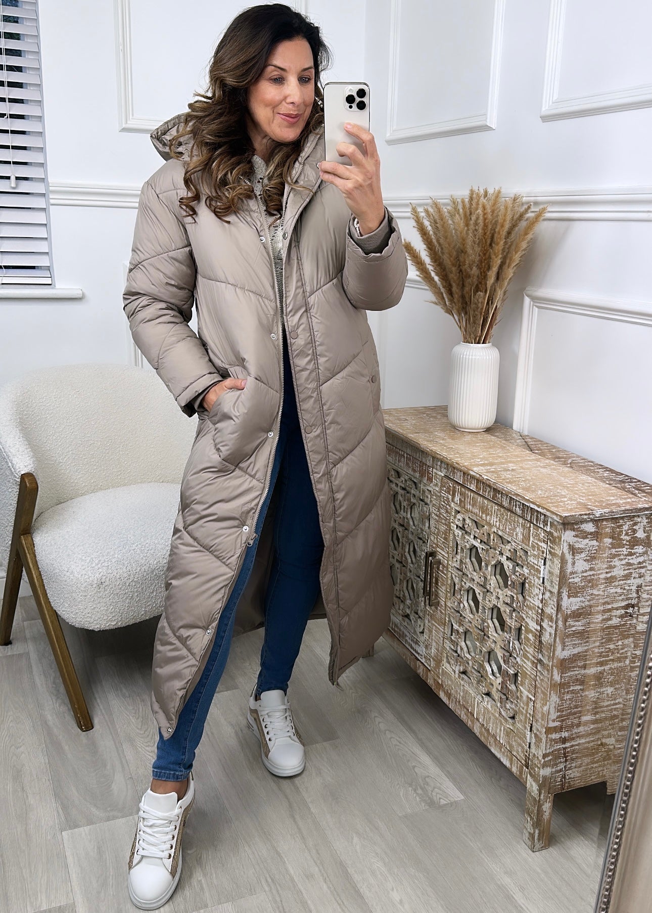 Leane Taupe Puffer Coat