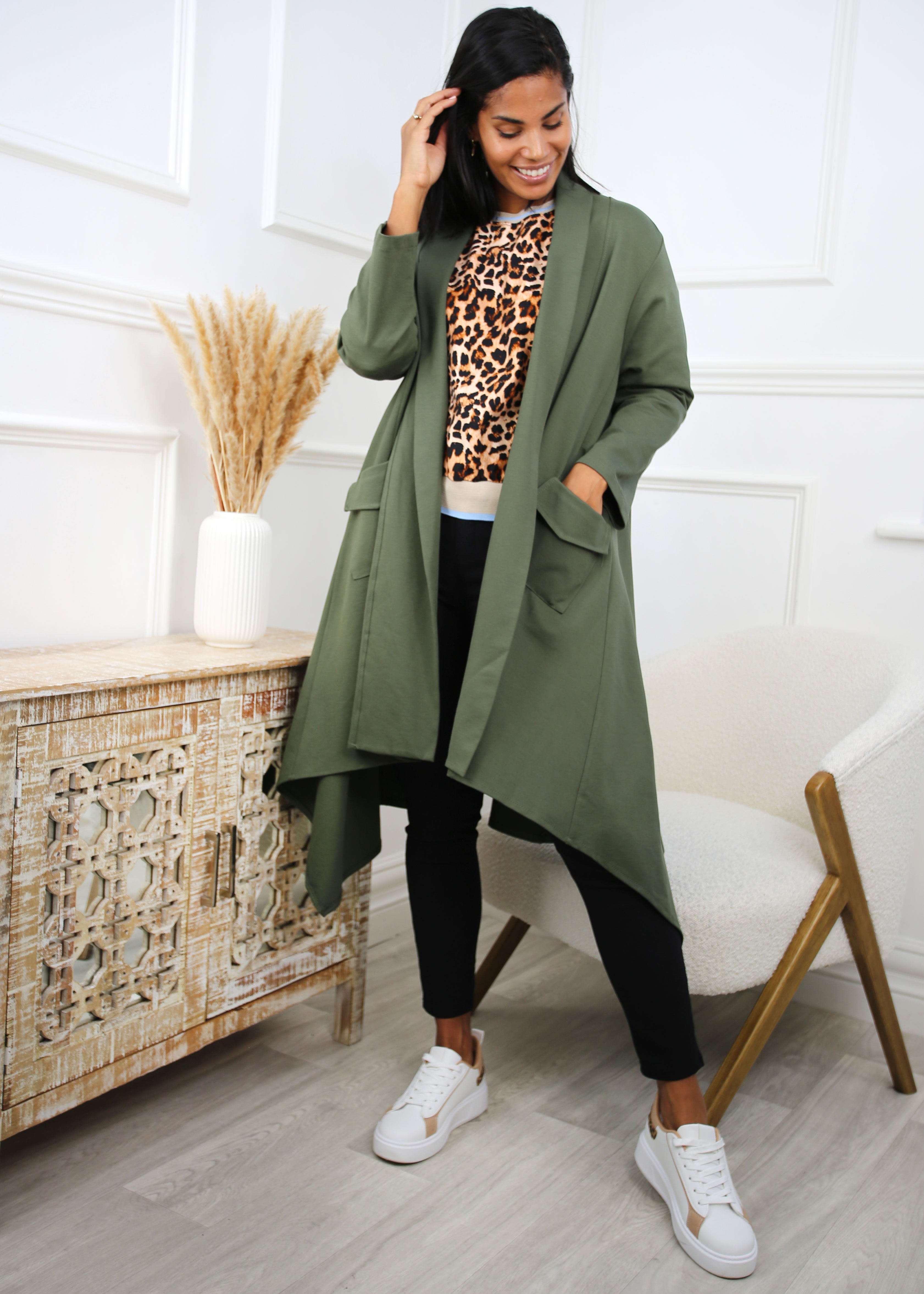 Moana Khaki Hanky Hem Duster Coat