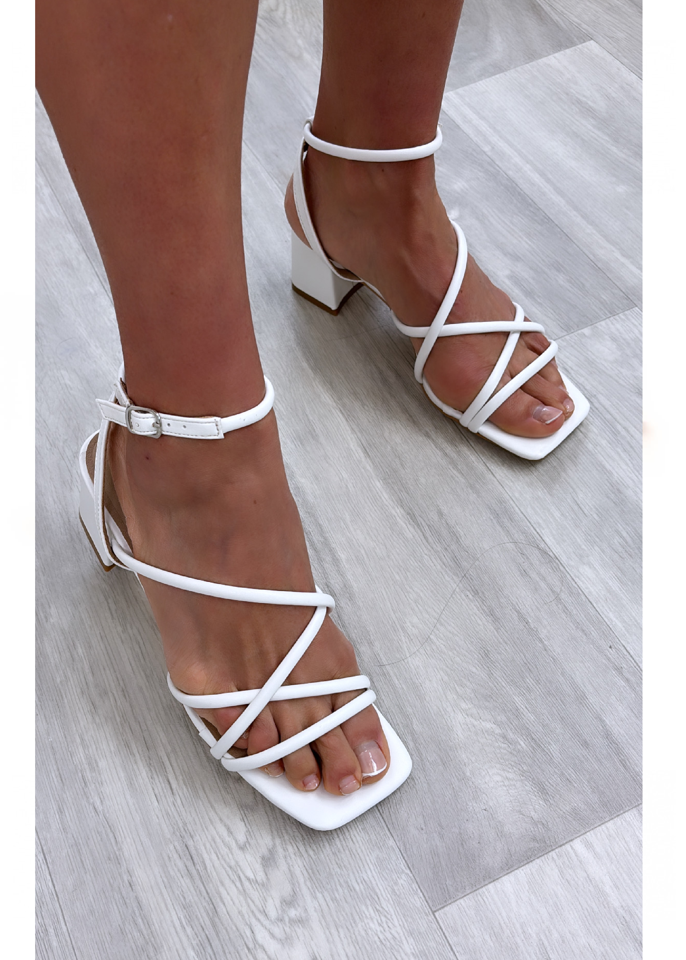 Grainne White Strappy Sandals