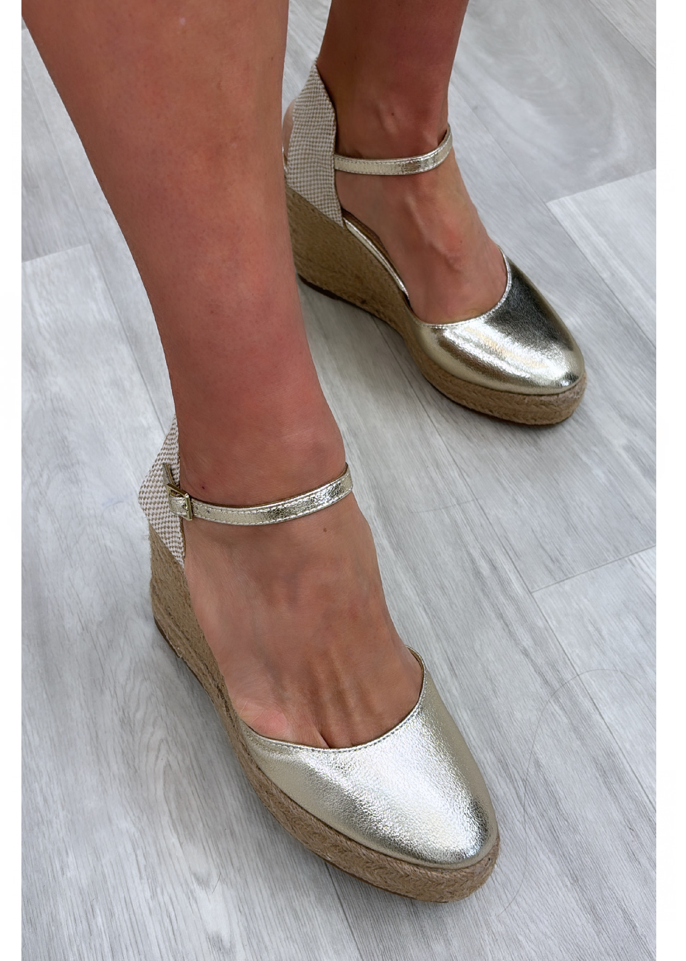 Aishling Gold Wedge Espadrille Sandals