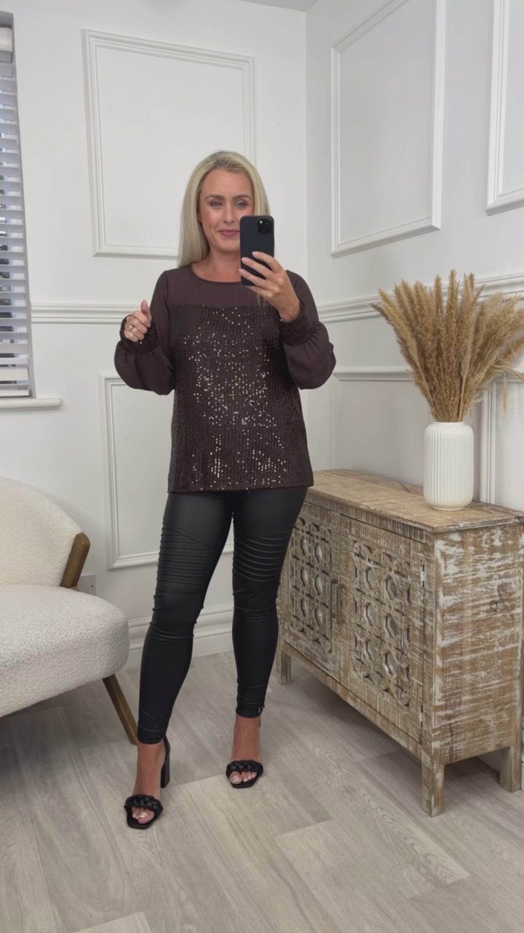 Toscany Brown Sequin Blouse