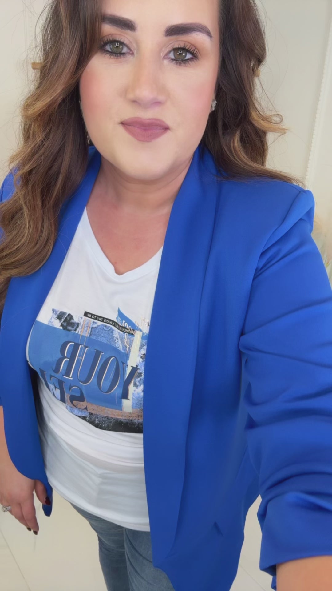 Merrill Royal Blue Gathered Sleeve Blazer