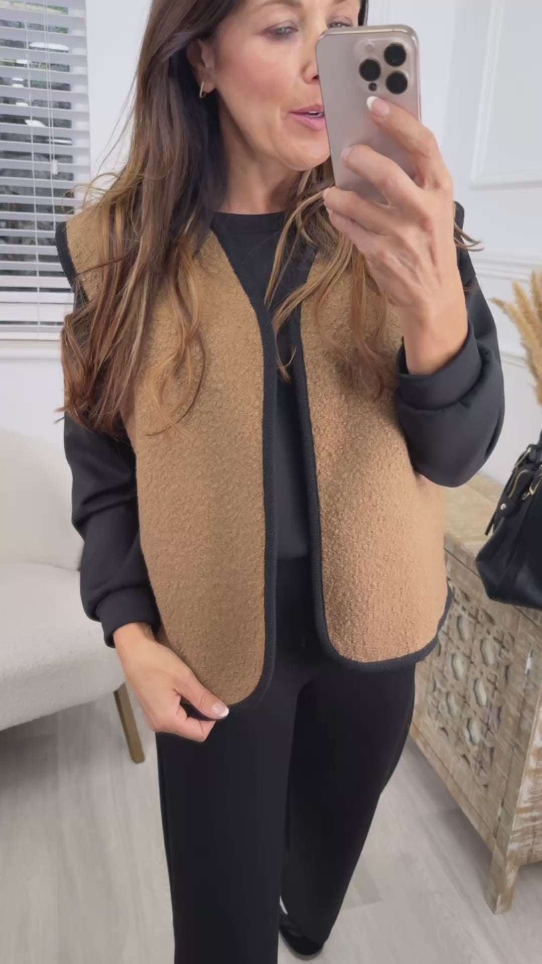 Eilis Camel Piping Detail Vest