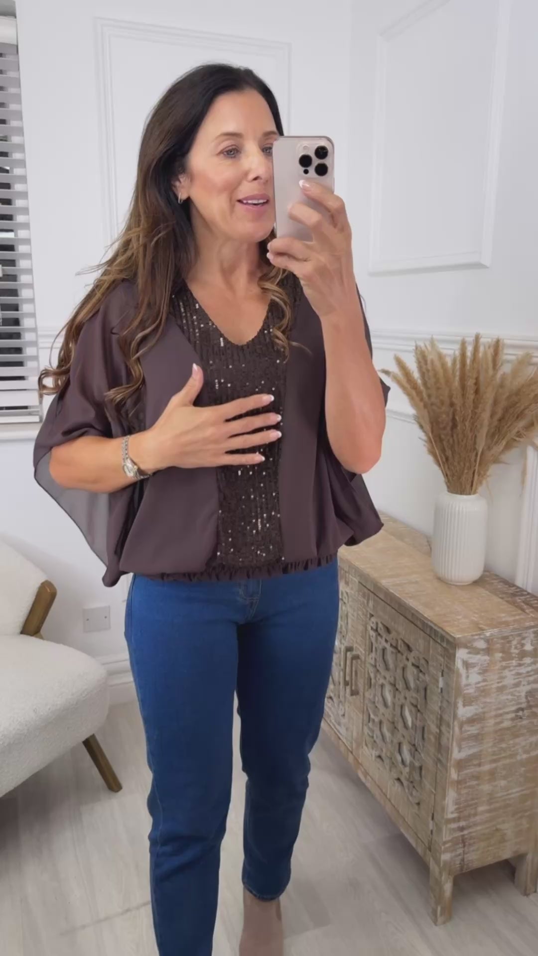 Tricia Brown Sequin Detail Top