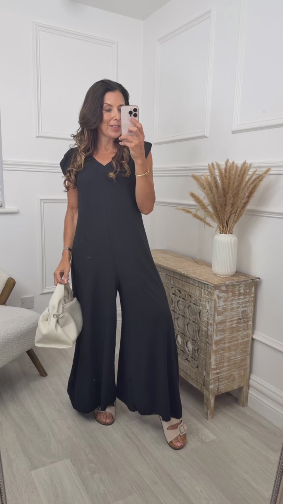 Justine Black Frill Sleeve Jumpsuit