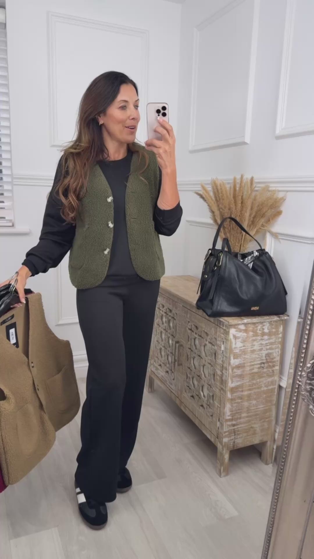 Kimberly Khaki Faux Sherpa Vest