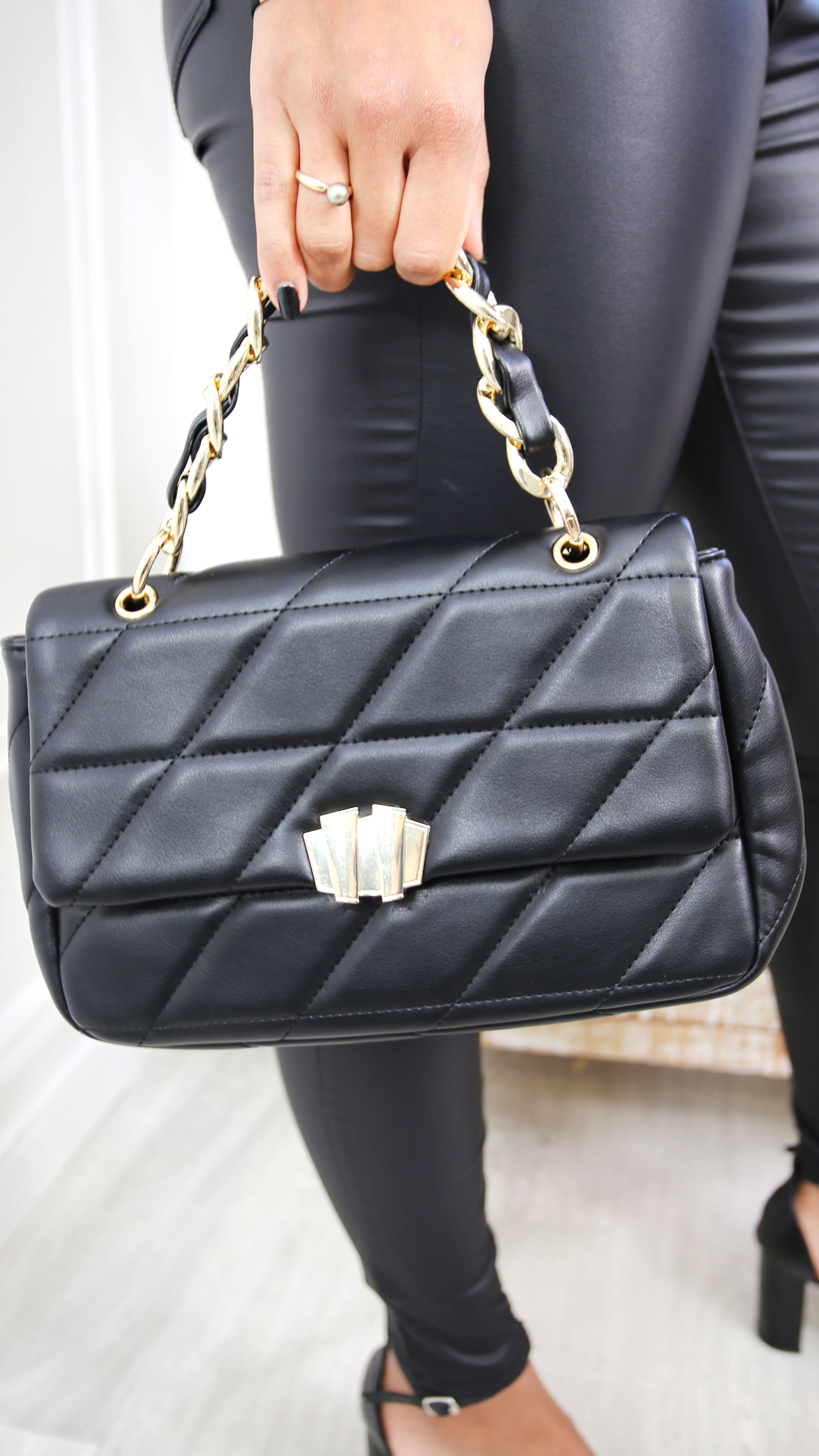 Rosalie Black Quilted Bag