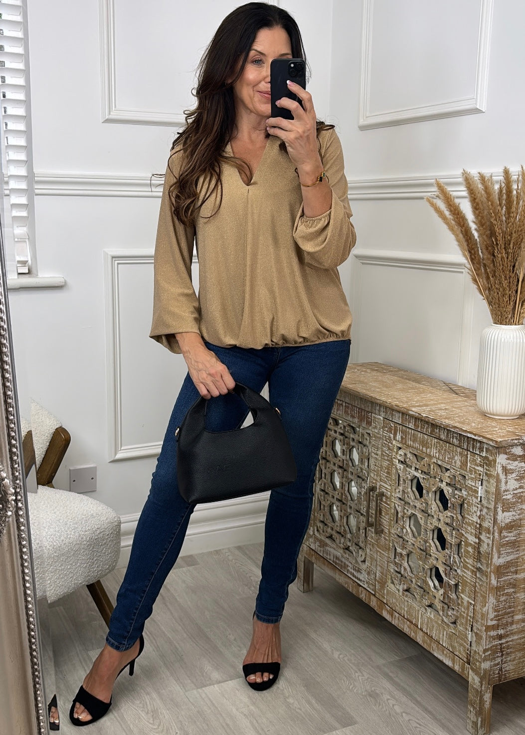Shelly Gold Faux Wrap Top
