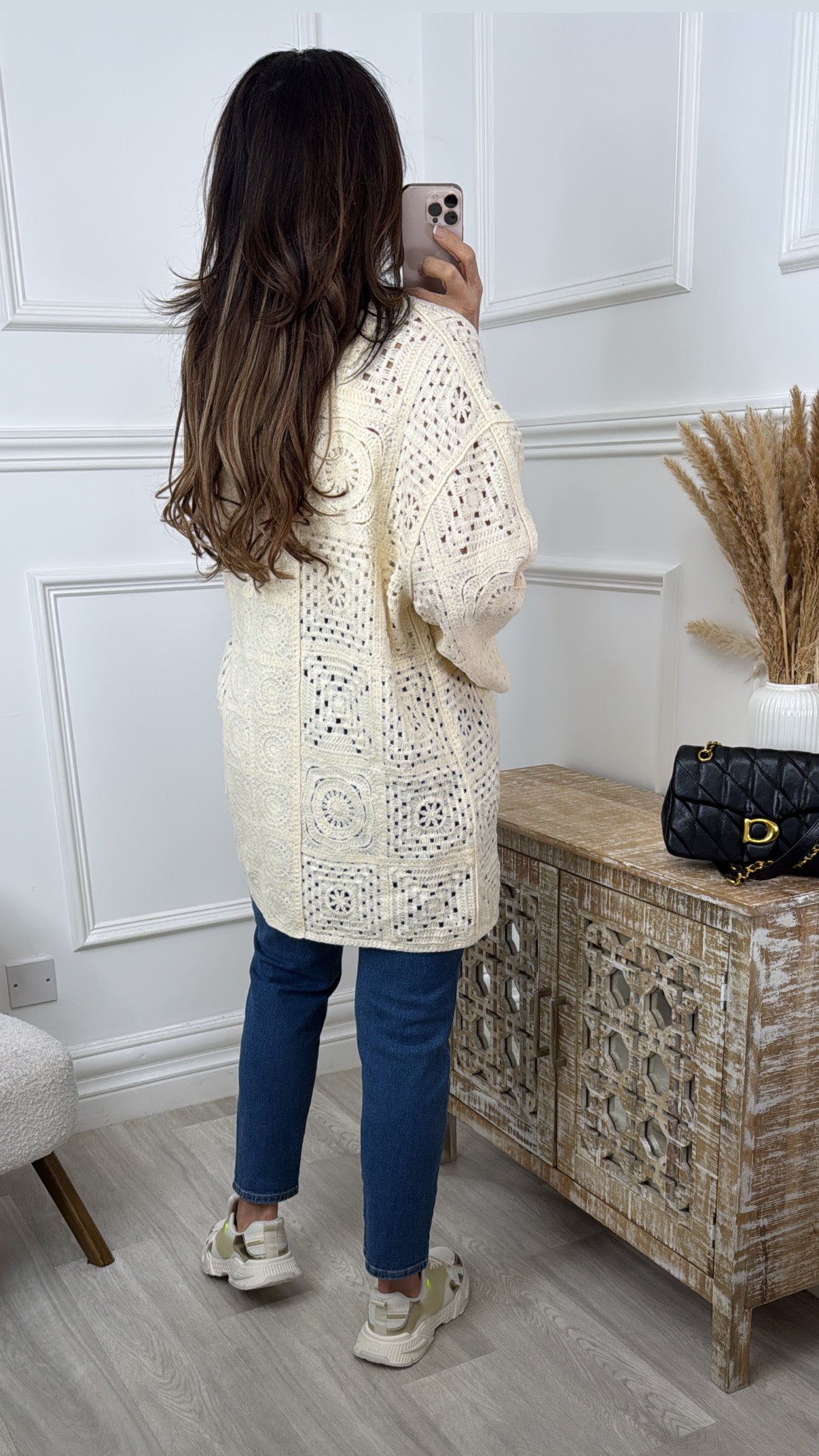 Abigail Cream Crochet Knit Cardigan