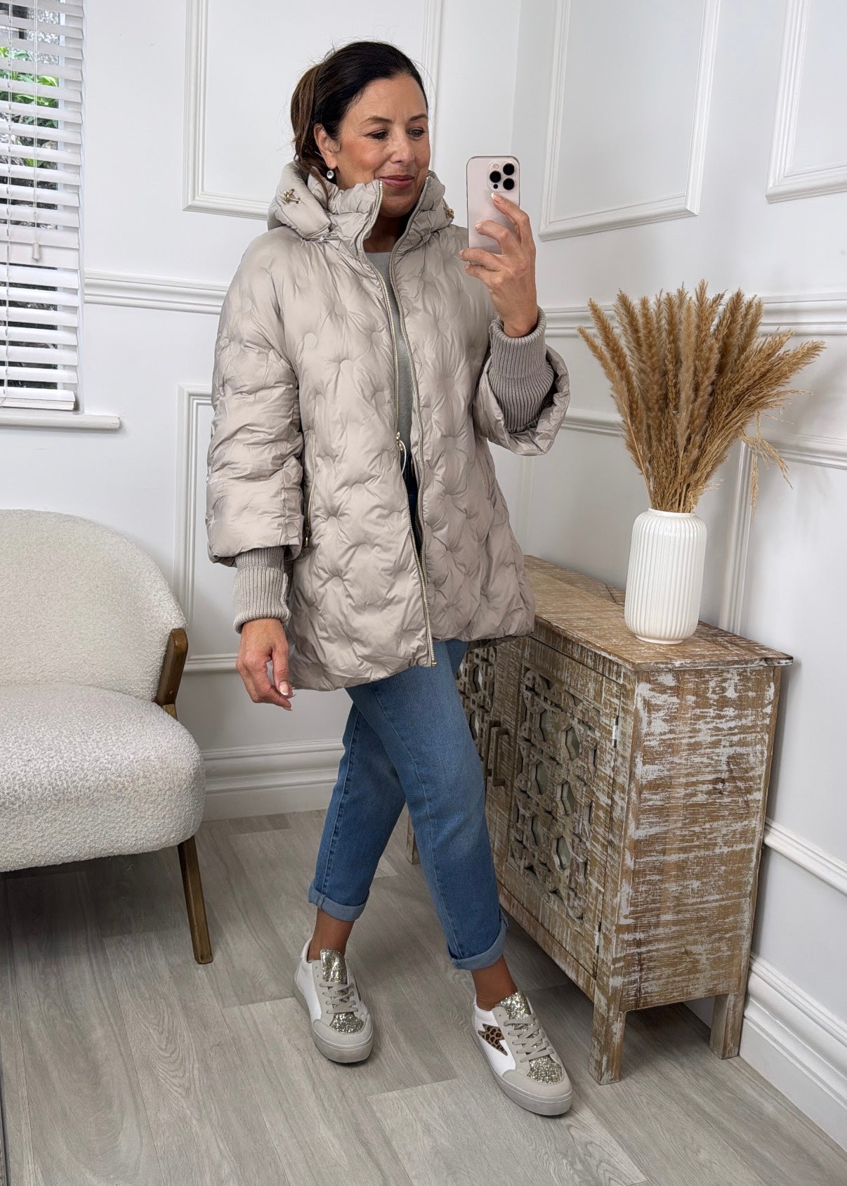 Hallie Beige Tube Cuff Jacket