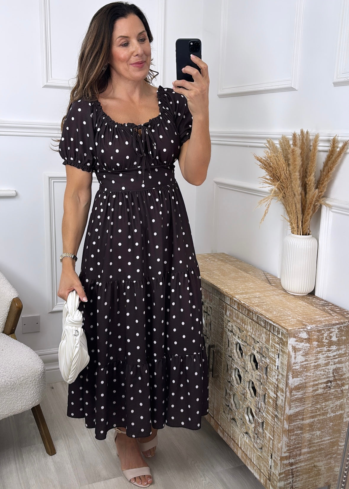 Ciaramai Brown Polka Dot Dress