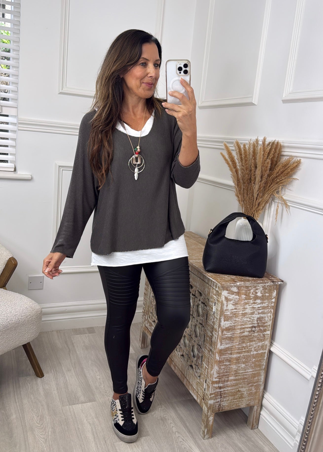 Vada Brown Layered Top
