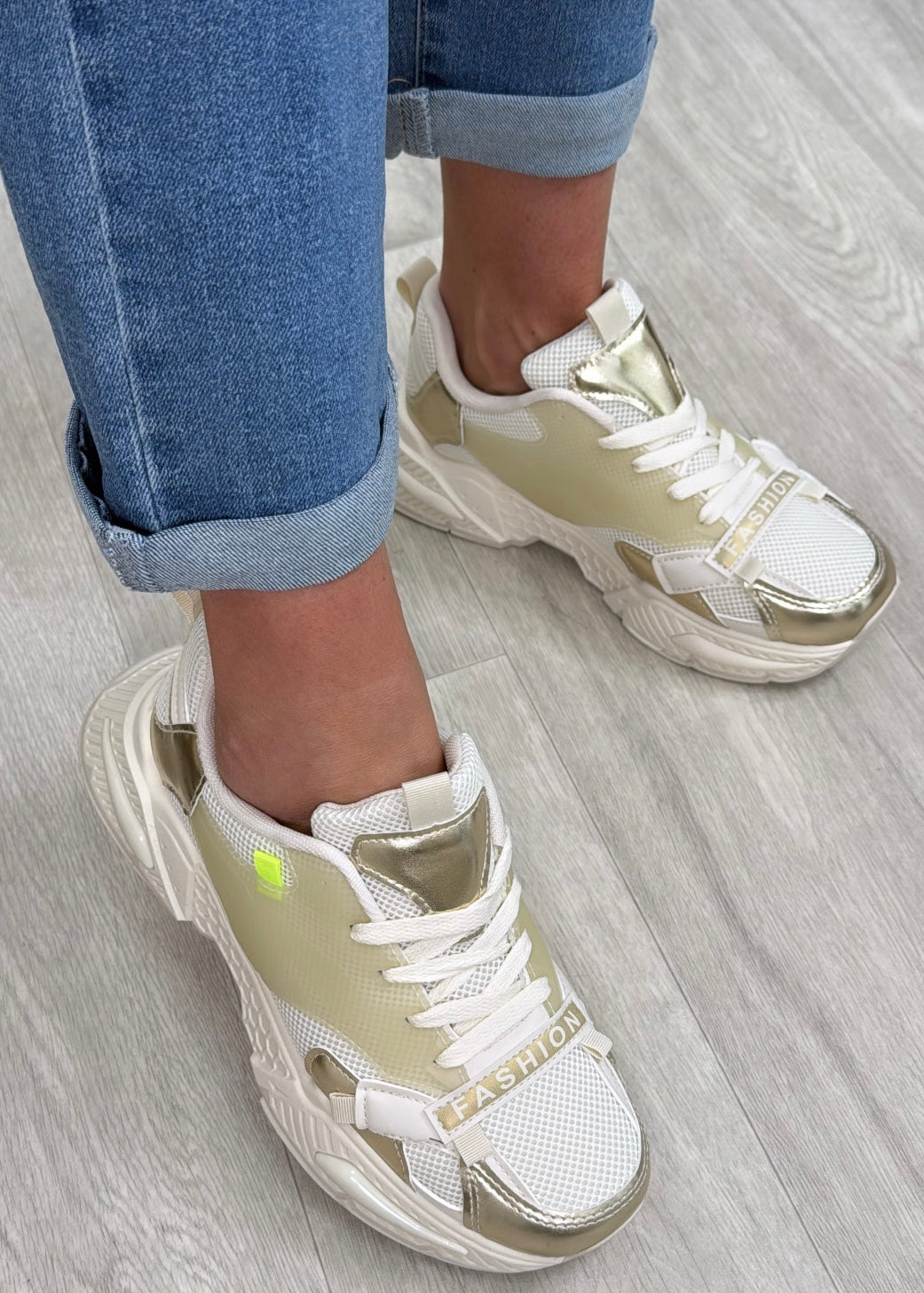 Sherly Beige Chunky Sole Trainers