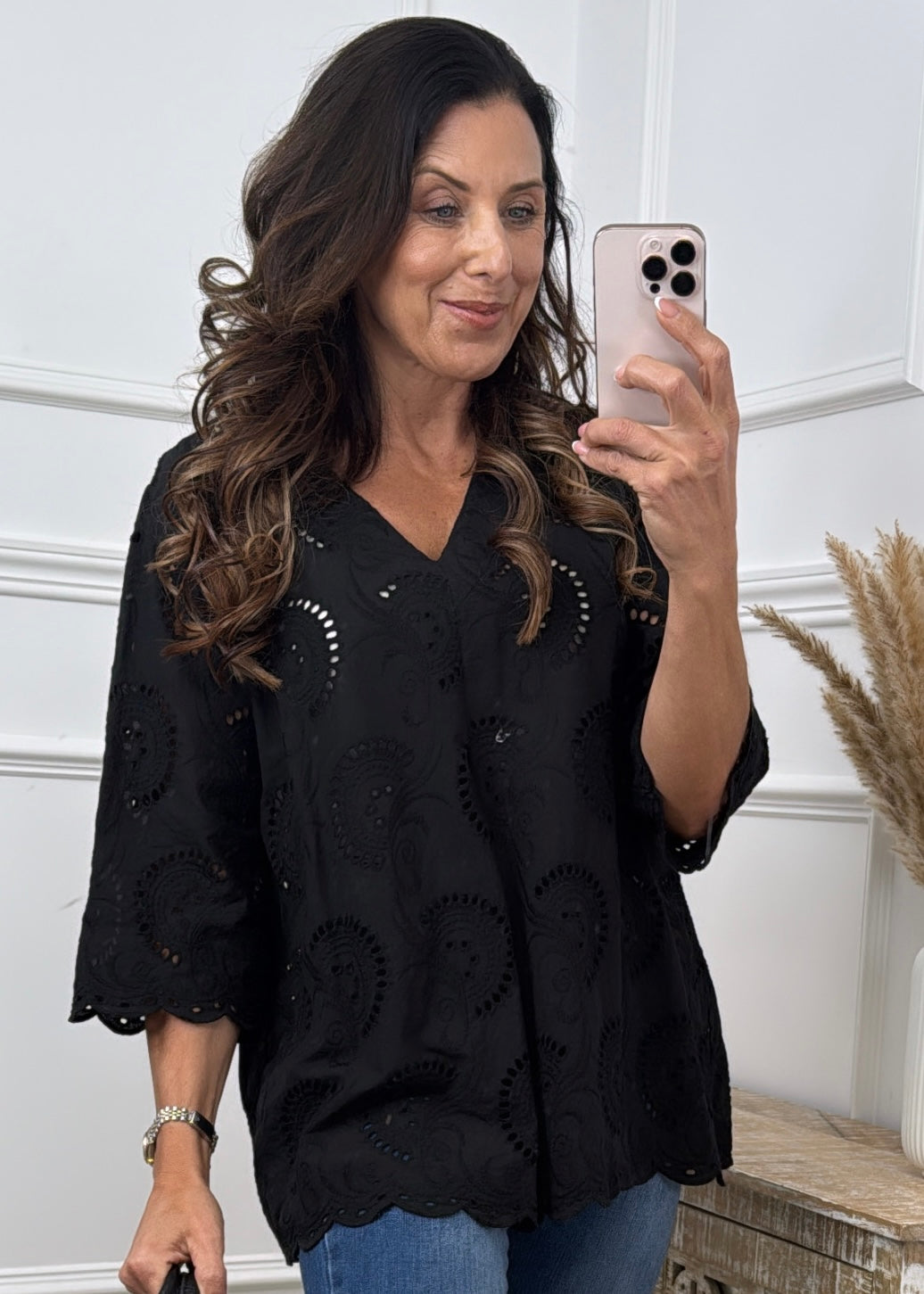 Holly Black Broderie Blouse