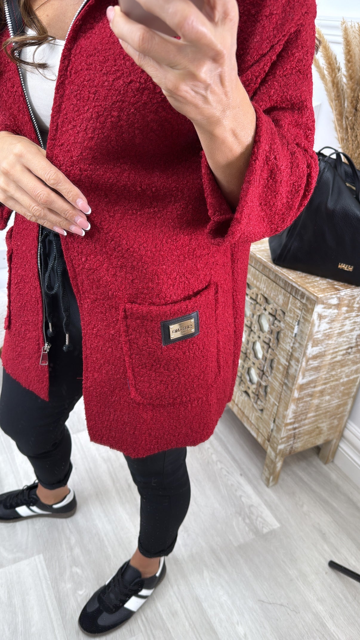 Kylie Wine Hooded Coatigan