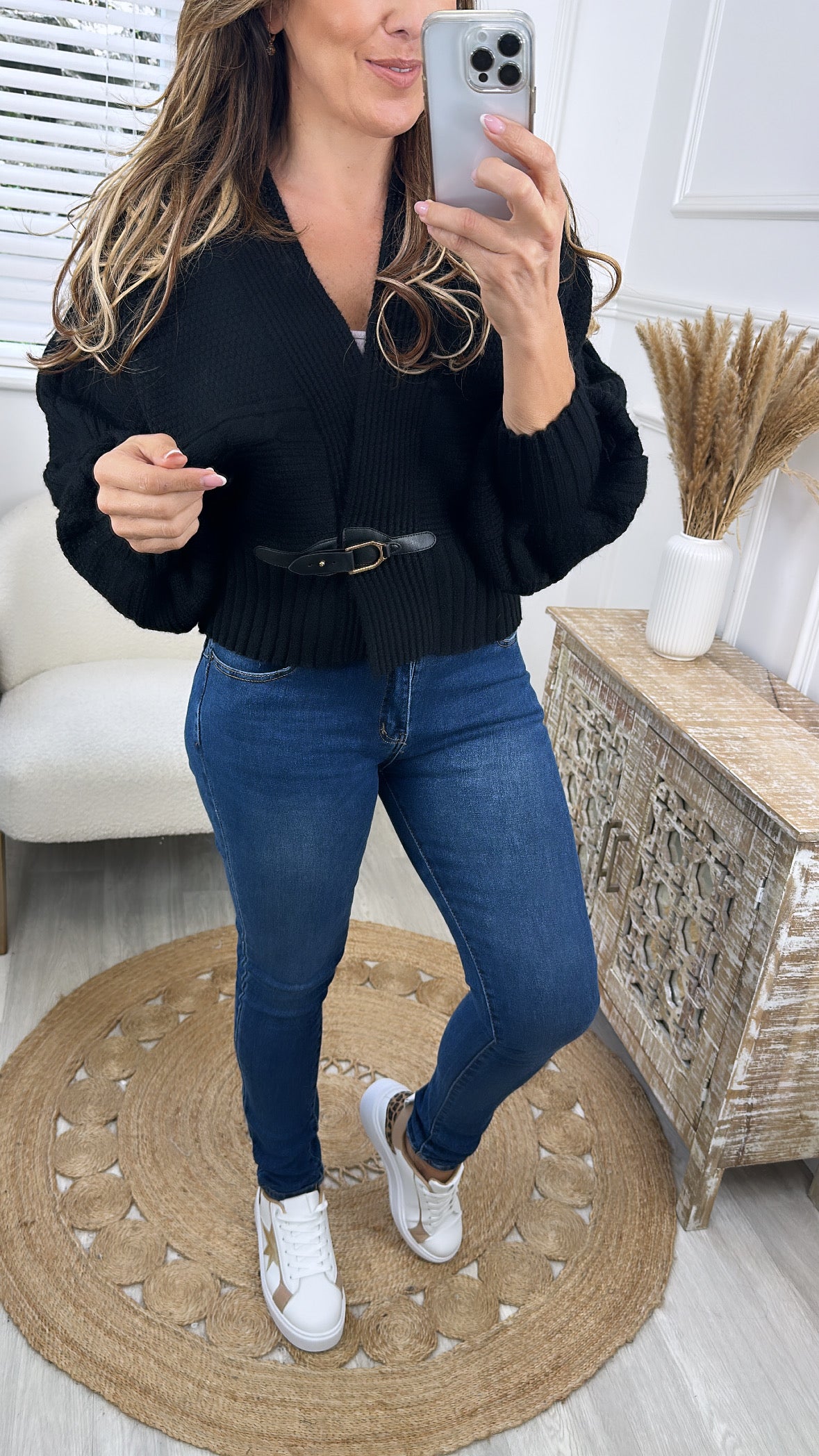 Joslyn Black Balloon Sleeve Cardi