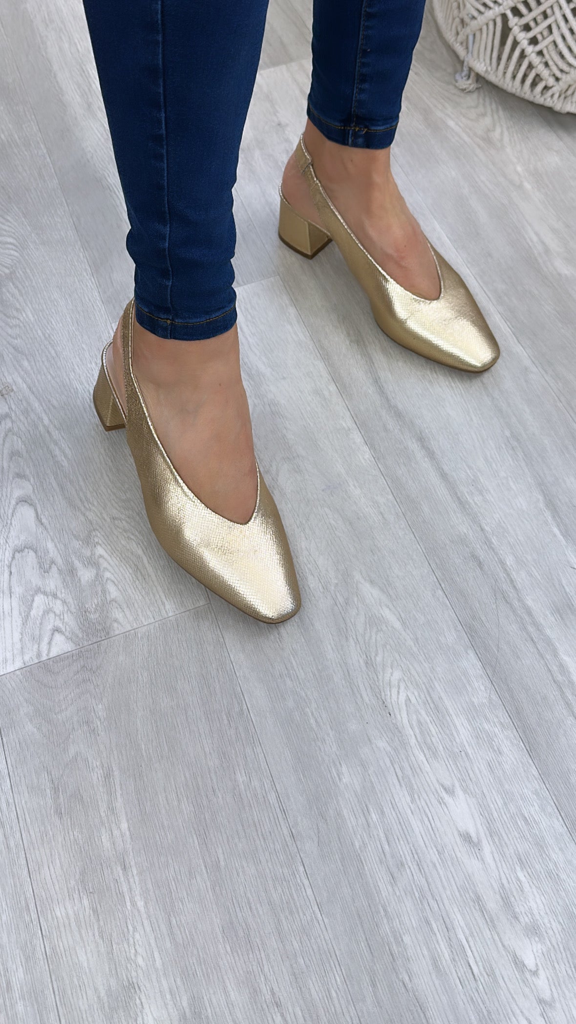 Loyola Gold Slingback Pumps