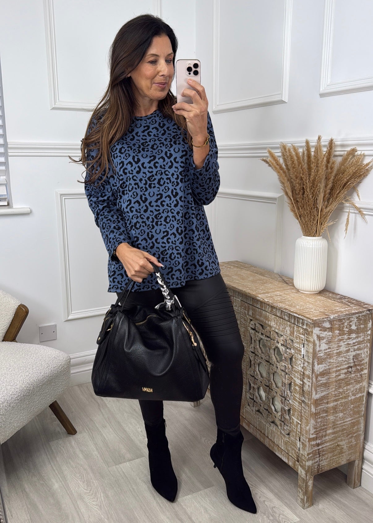 Dora Blue Leopard Print Top