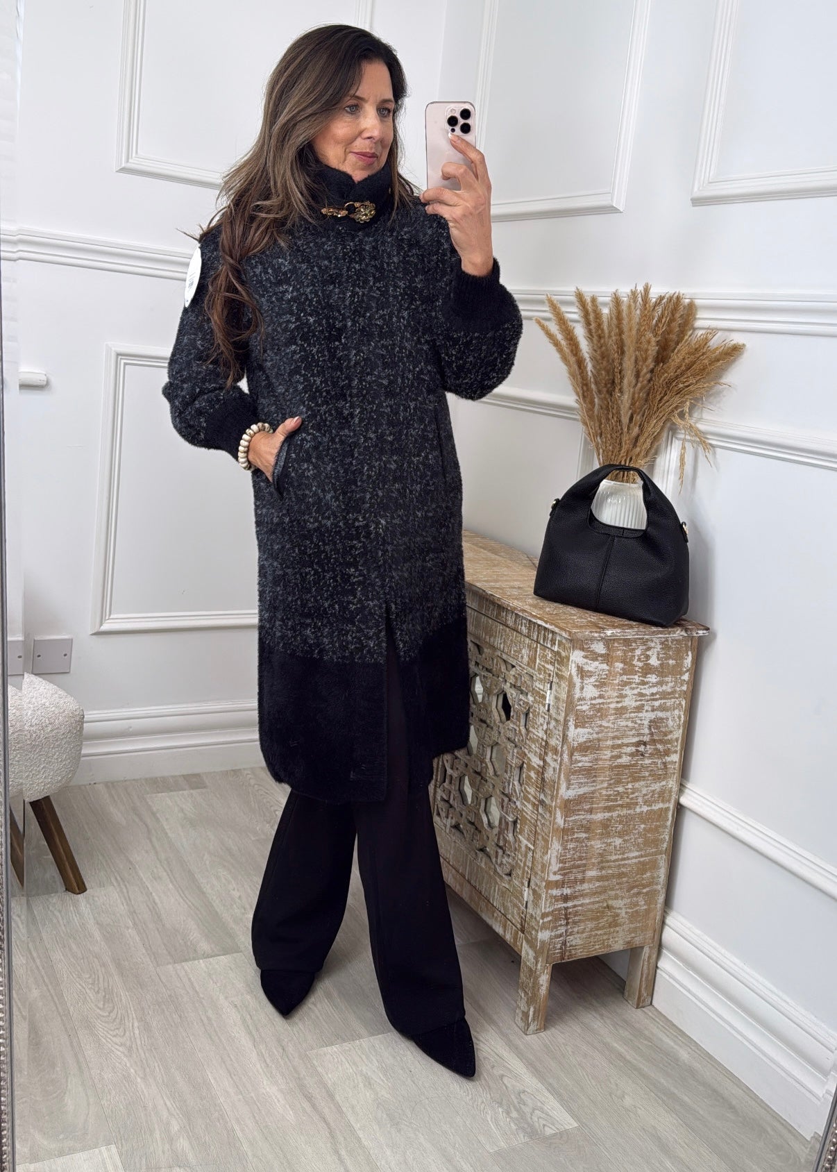 Bronwyn Black Mid Length Coatigan