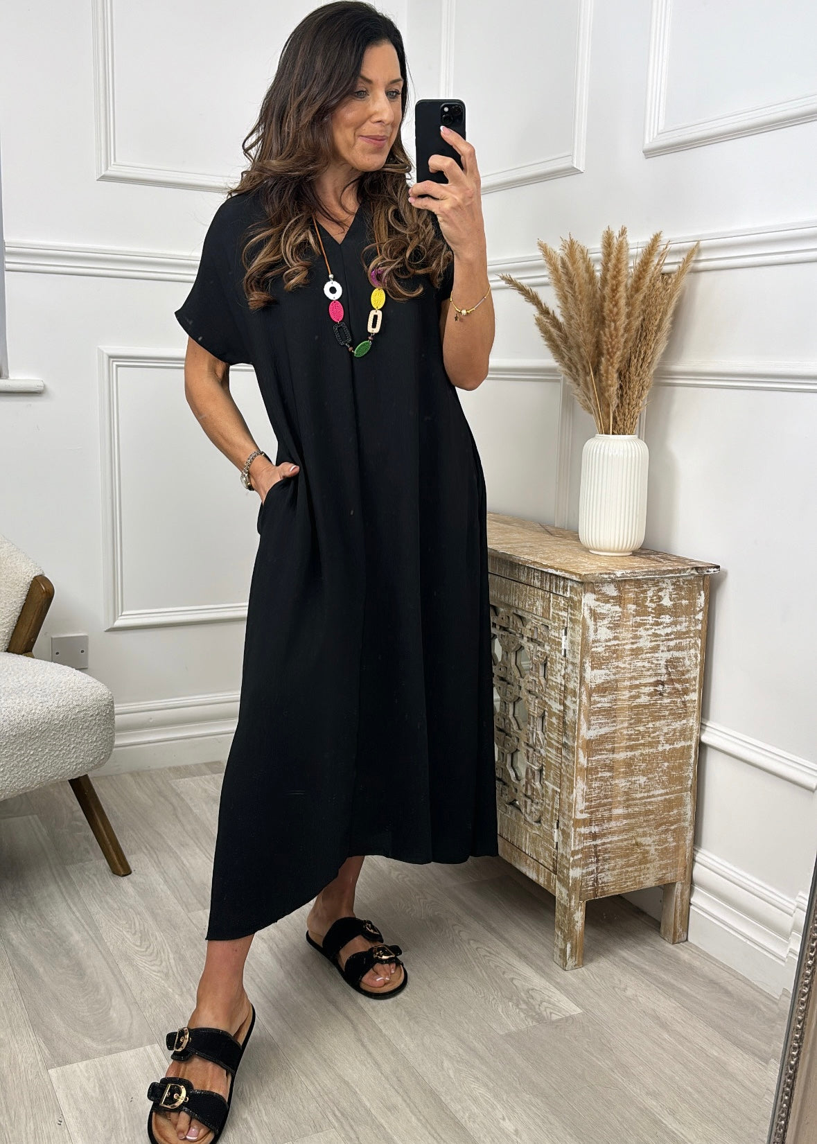 Nuala Black Swing Maxi Dress