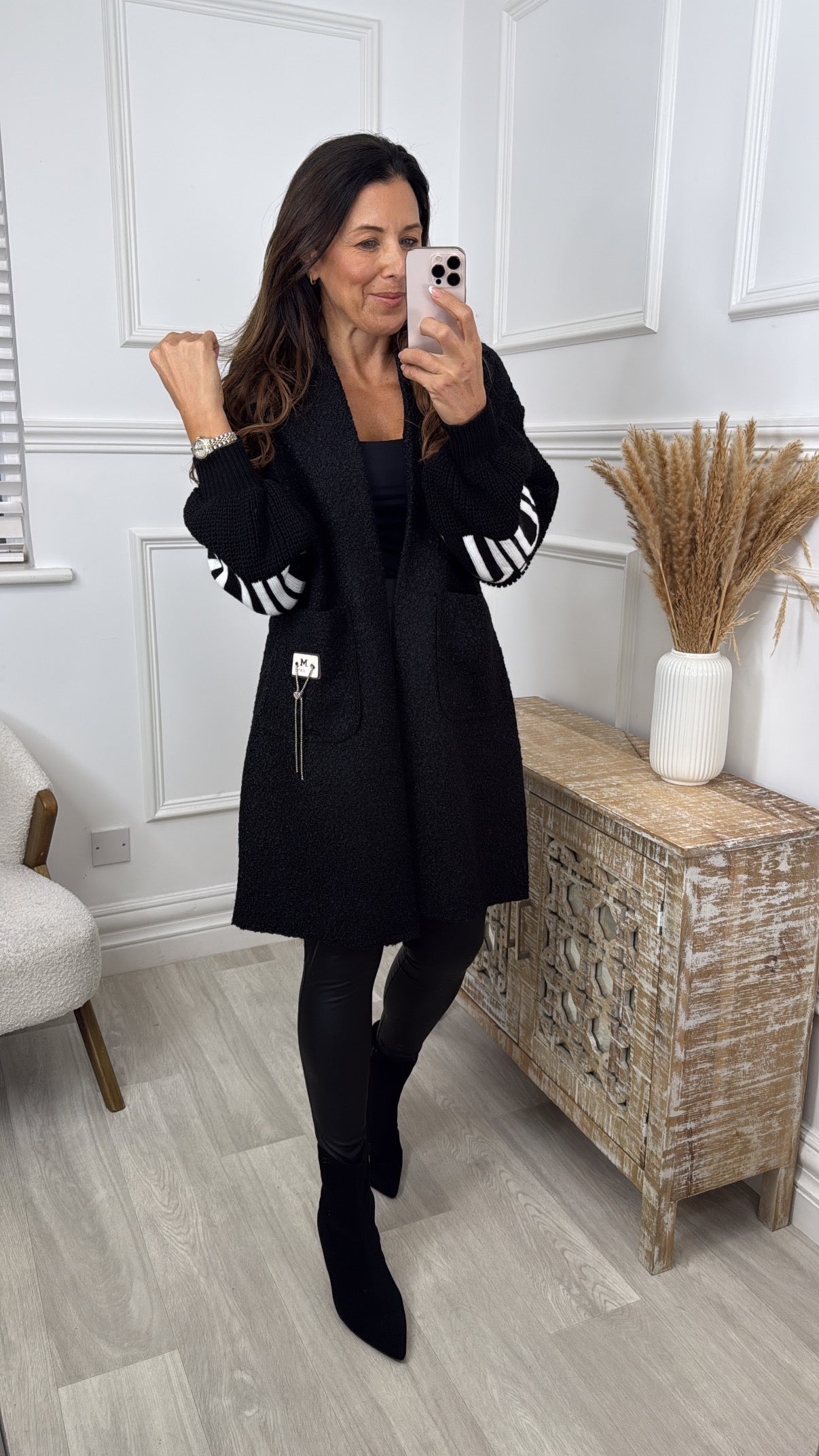 Ashley Black Knit Sleeve Coatigan