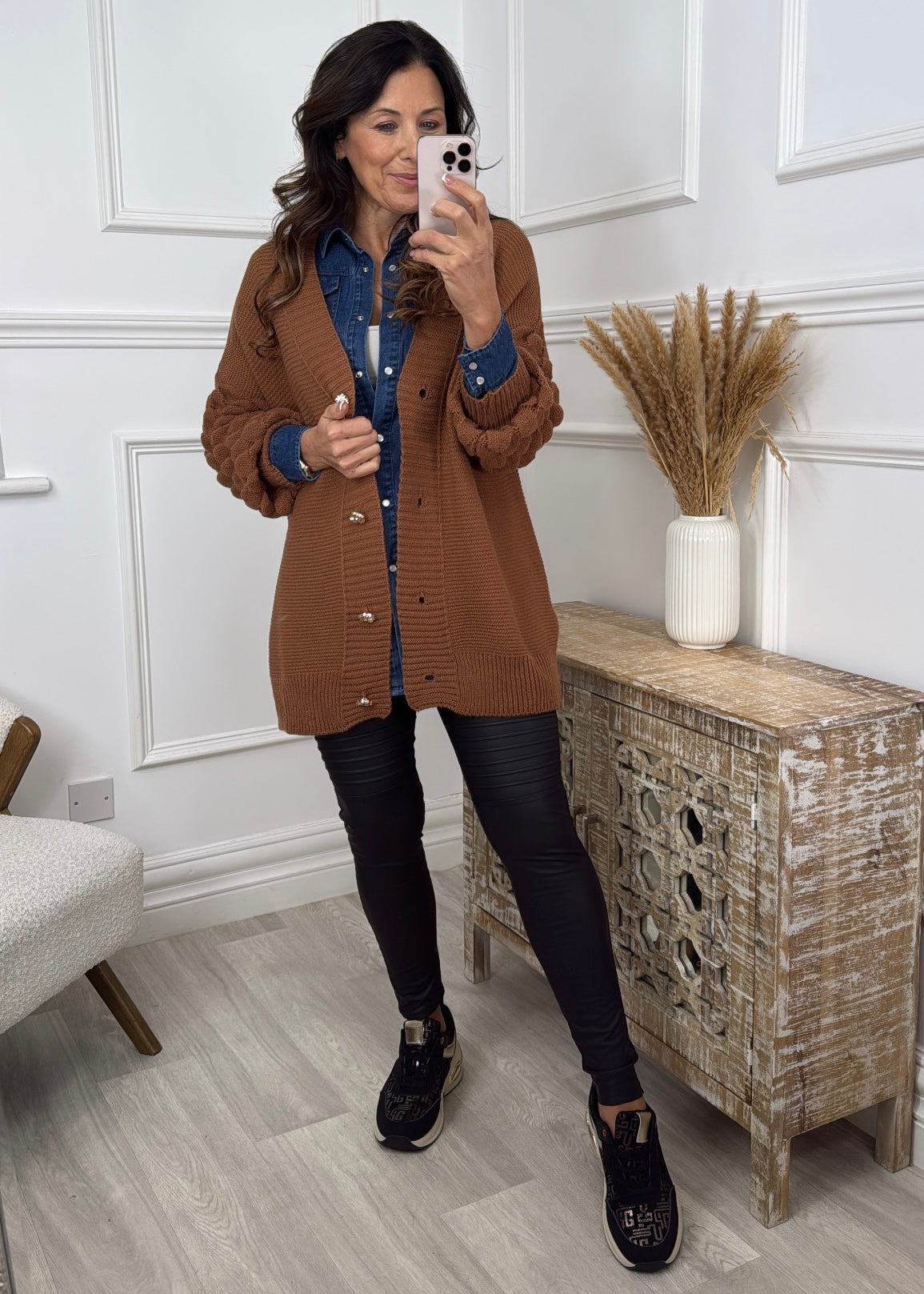 Blair Camel Bubble Sleeve Cardigan