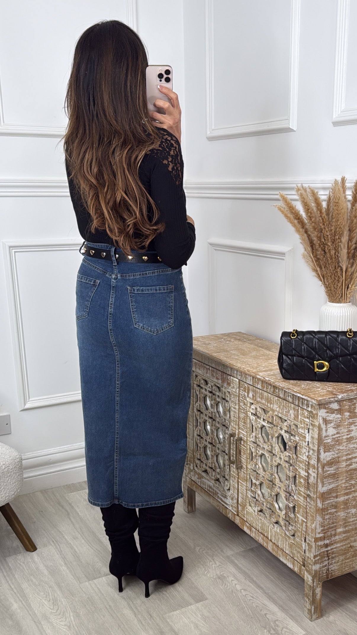 Della Blue Denim Midi Skirt