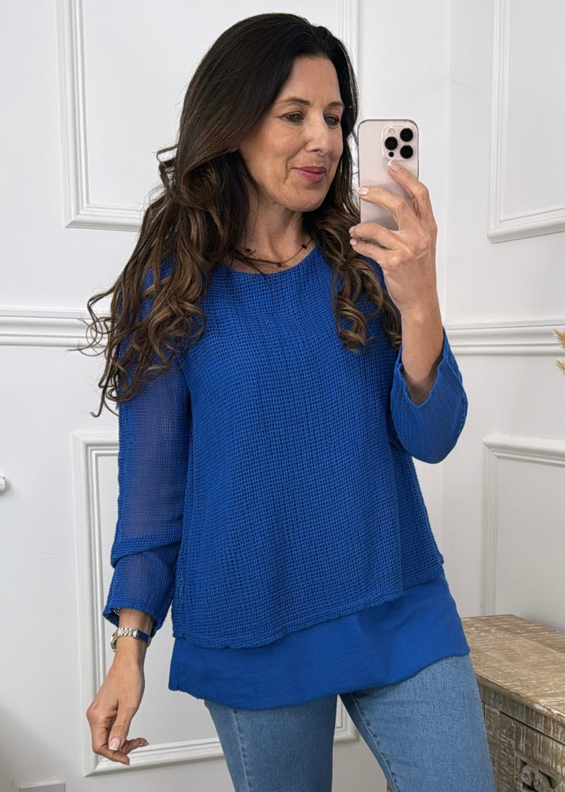 Lucia Blue Double Layer Summer Sweater