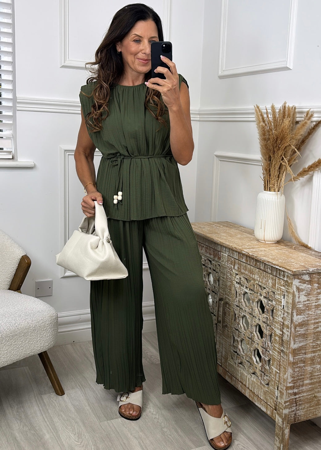 Philomena Khaki Textured Fabric Set