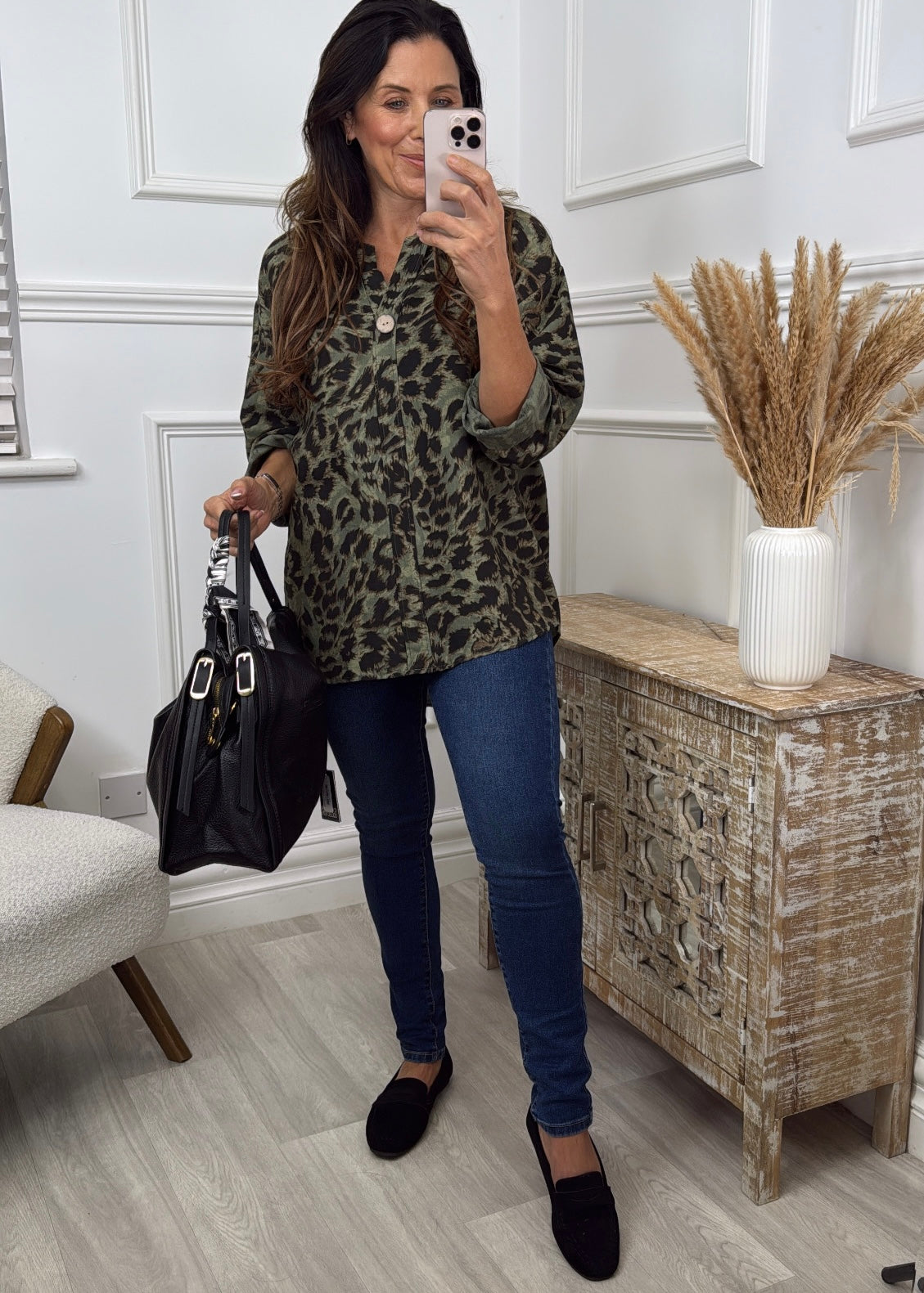 Maredith Green Leopard Print Top