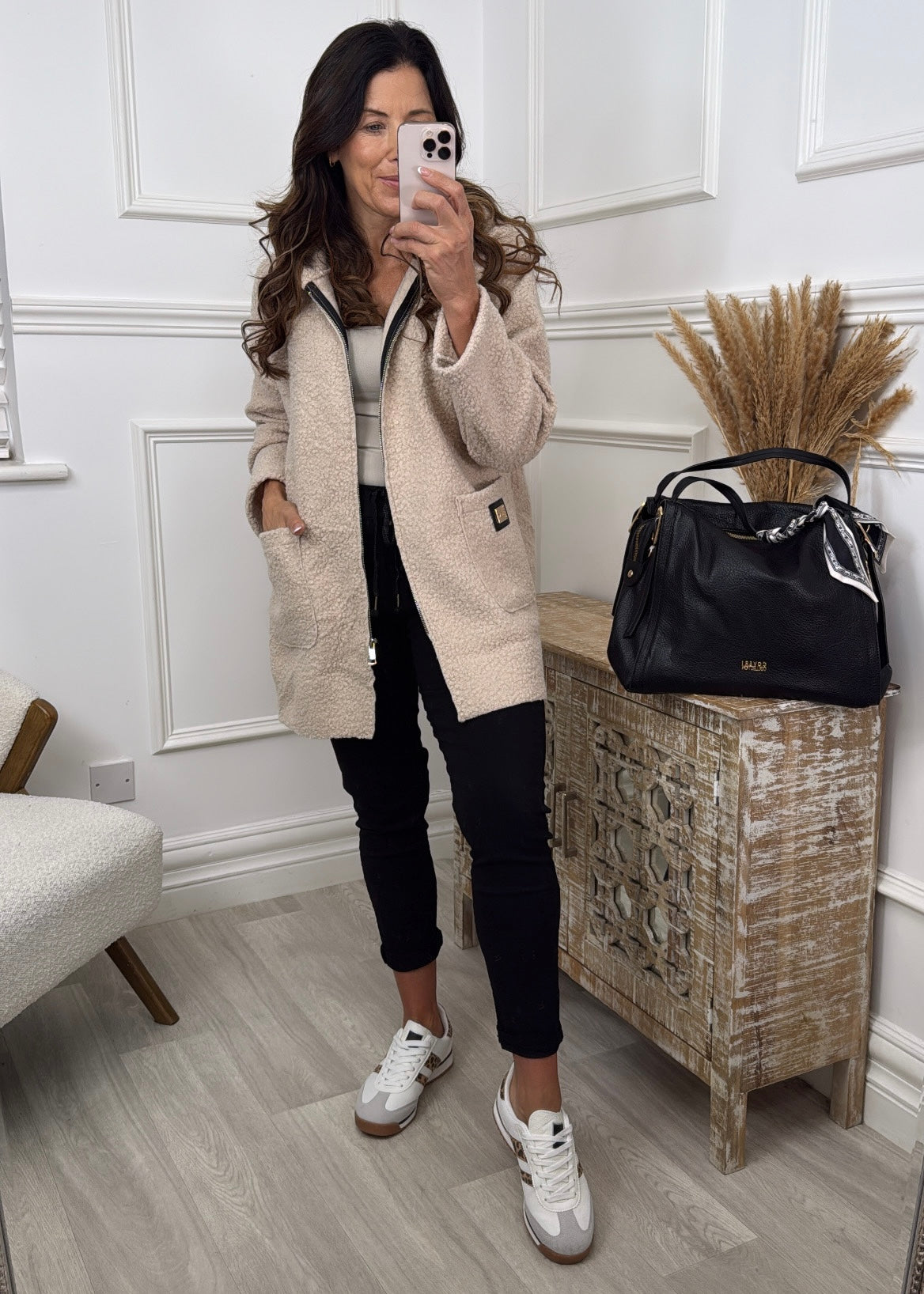 Kylie Beige Hooded Coatigan