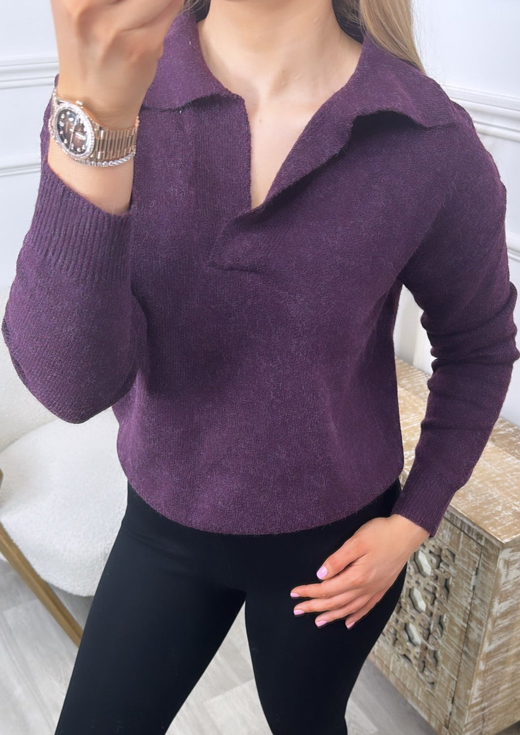 Julika Purple Sailor Collar Jumper