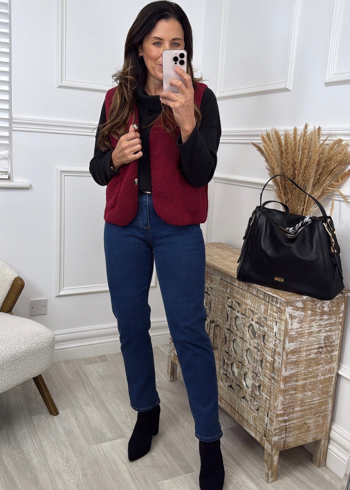 Kimberly Wine Faux Sherpa Vest