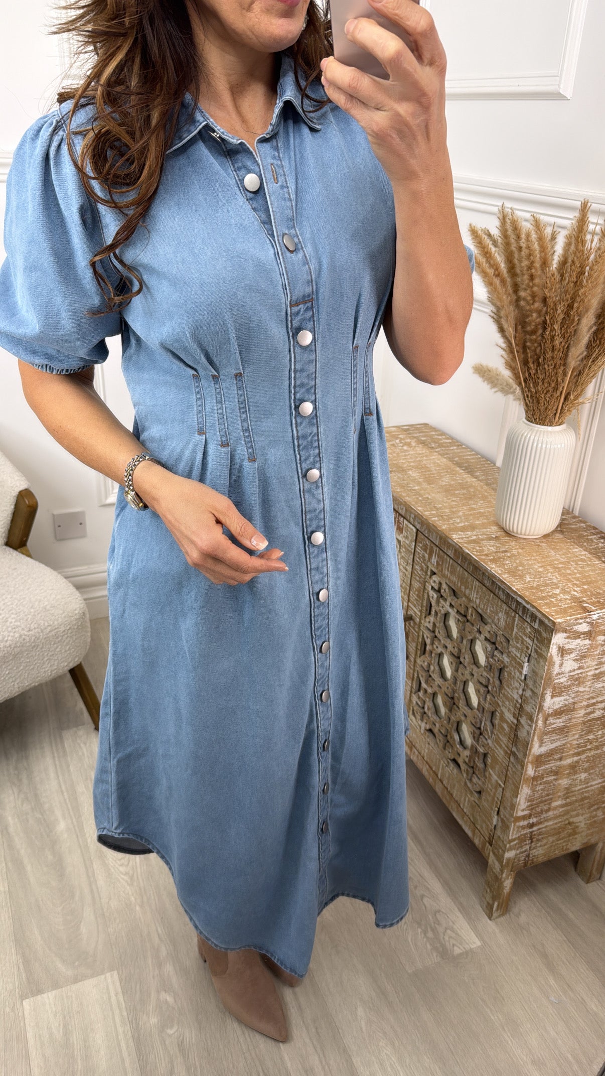 Taylor Blue Denim Shirt Maxi Dress