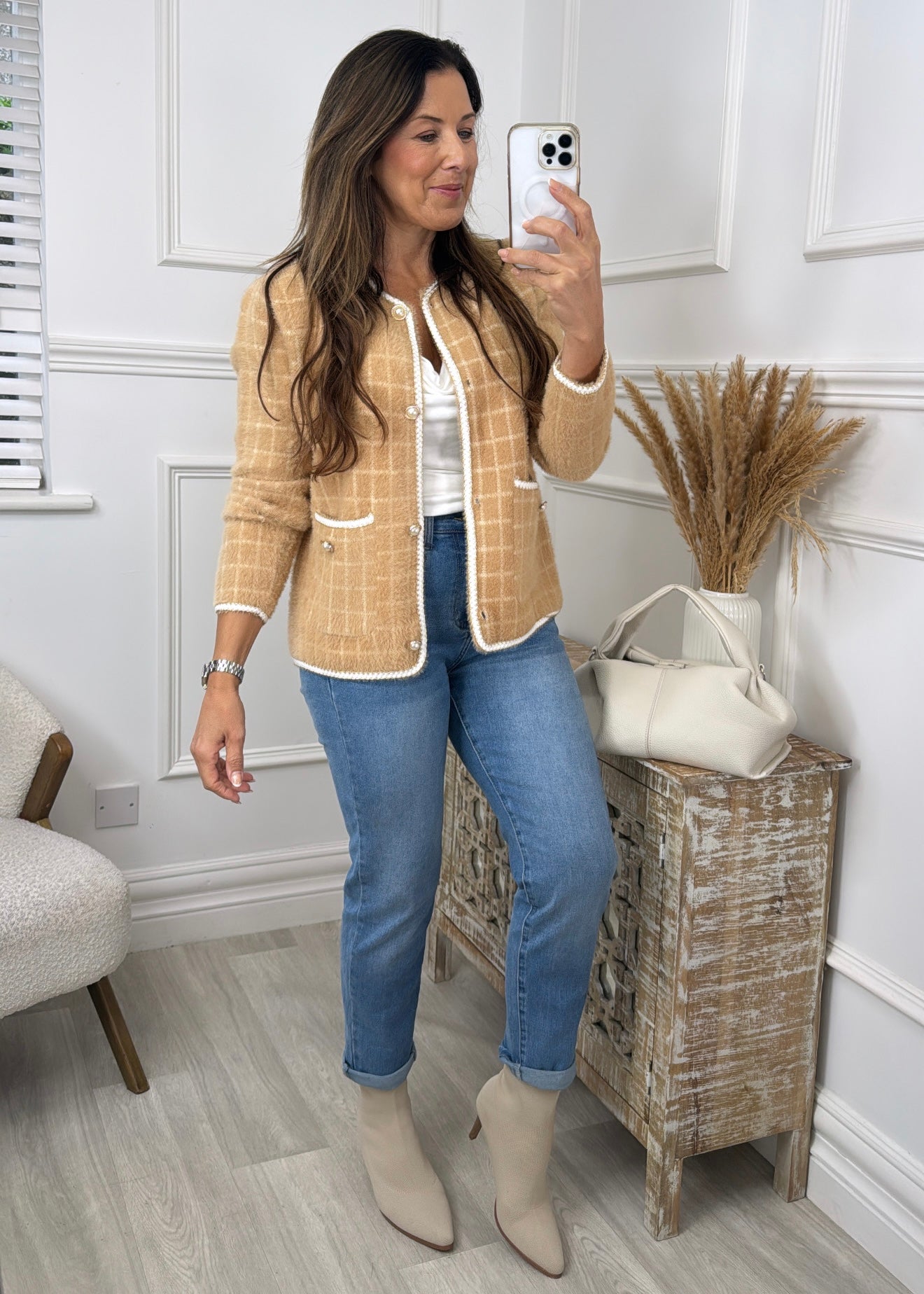 Nola Camel Braid Cardigan
