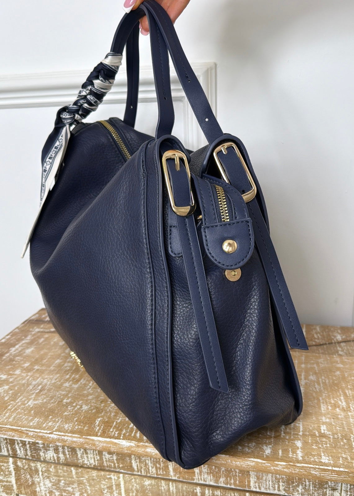 Carlota Navy Tote Bag