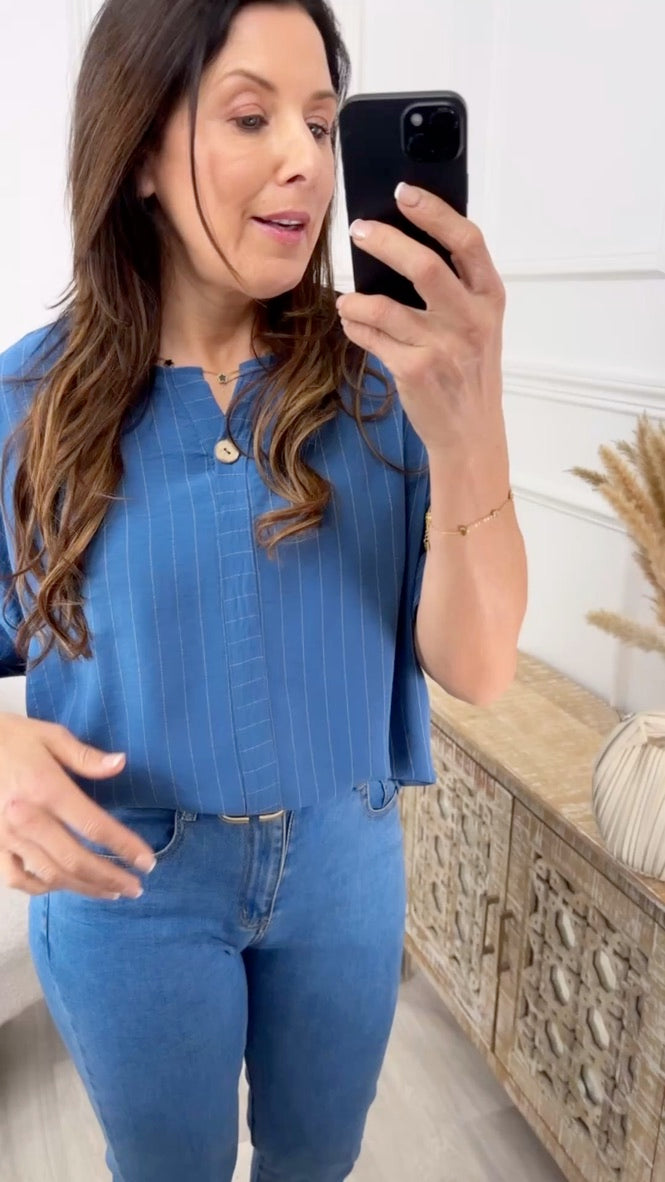 Valencia Denim Striped Top