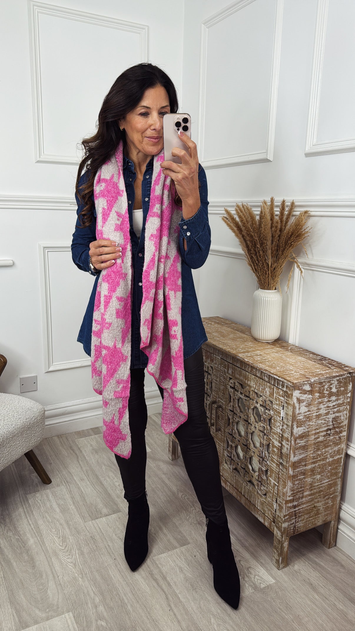Reagan Pink Asymmetric Scarf