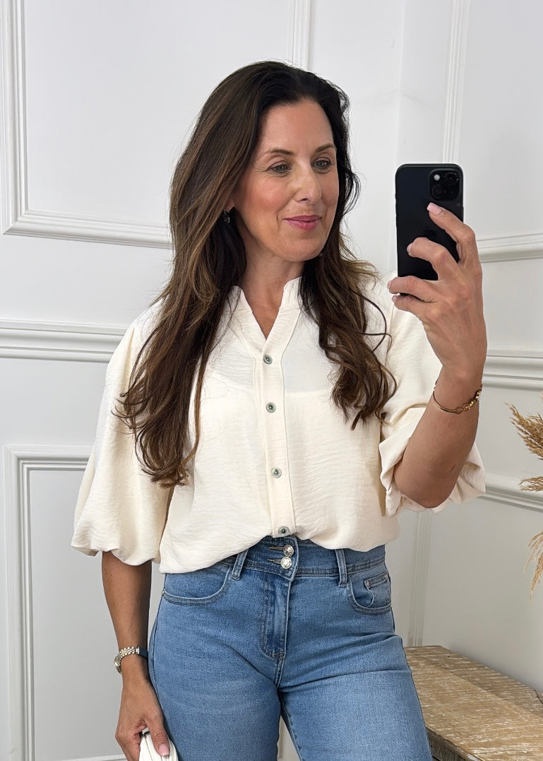 Bernice Cream Balloon Sleeve Blouse
